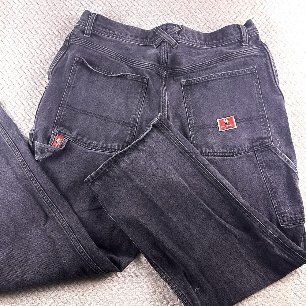 Vintage Tommy Hilfiger‎ Jeans Mens 36x32 Carpenter Baggy Wide Skater Y2K 90s - Picture 11 of 16